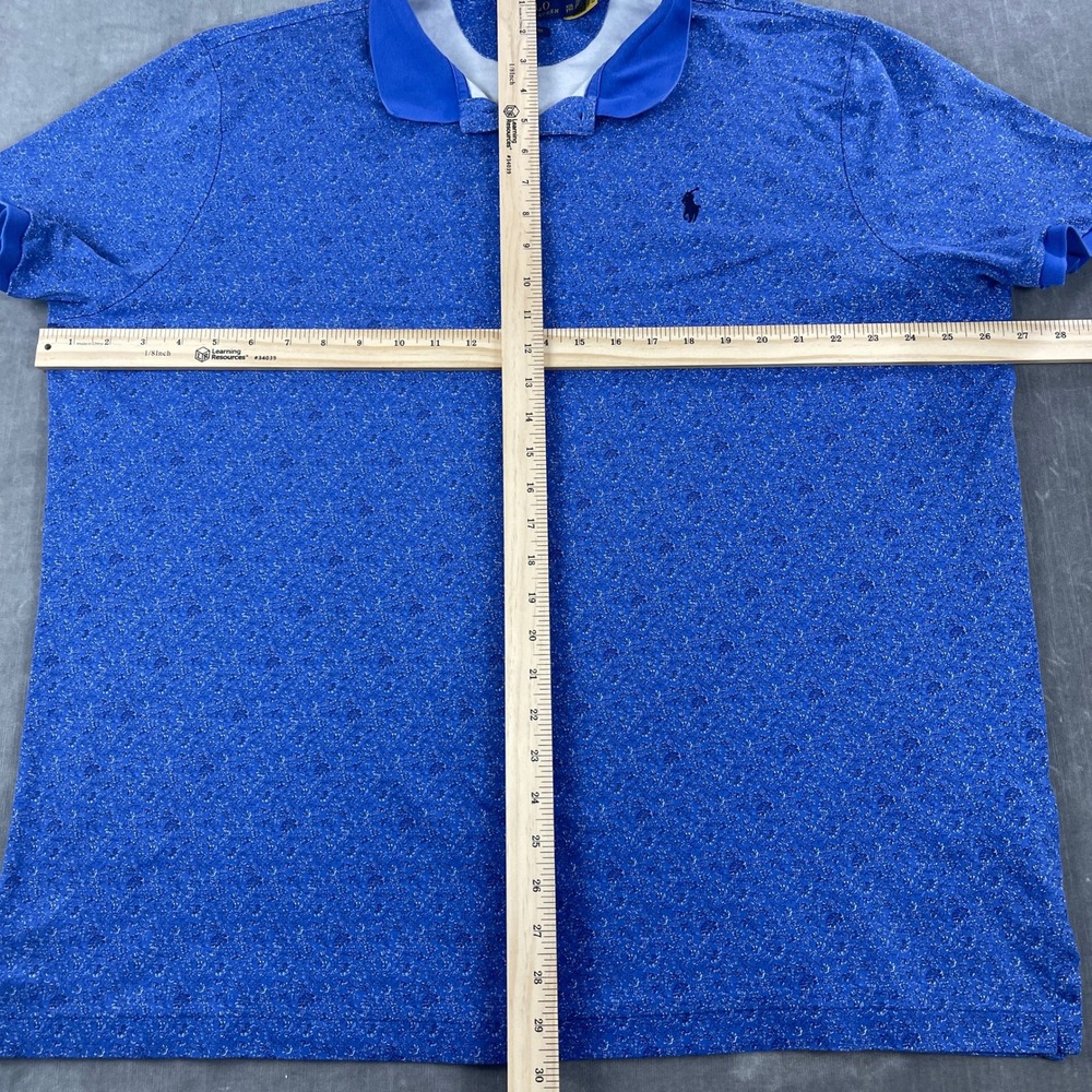 Polo Ralph Lauren Men XXL Blue Floral Polo Shirt Classic Fit Short Sleeve - Picture 6 of 8